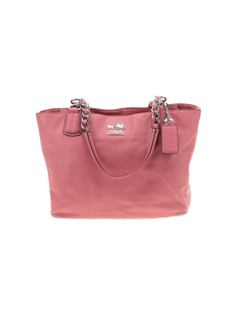 Coach 100 Leather Solid Colored Pink Leather Tote One Size 77 off