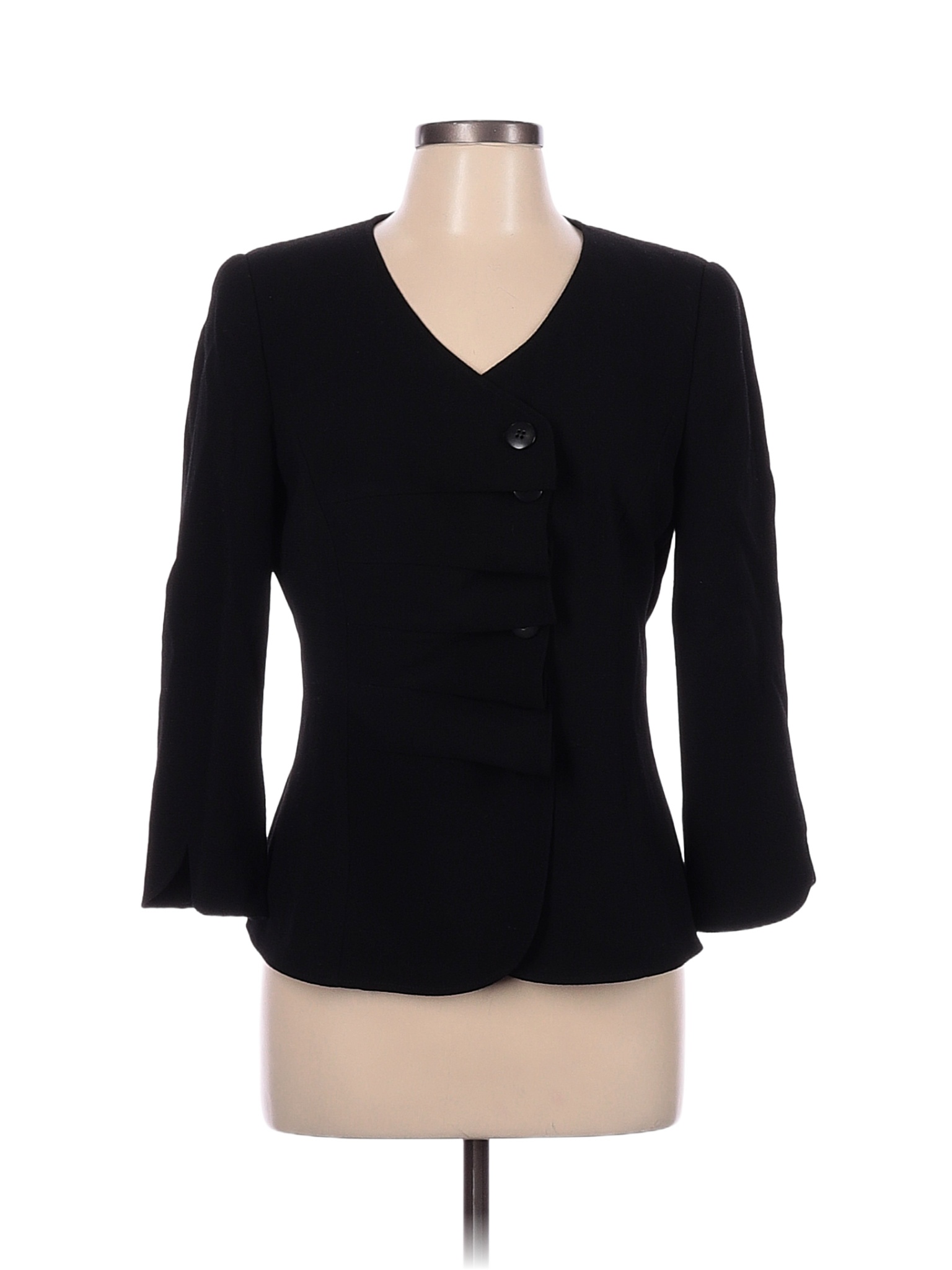 Armani Collezioni Wool Wrap Wool Blazer Size 46 EU 10 US Black Wear to Work