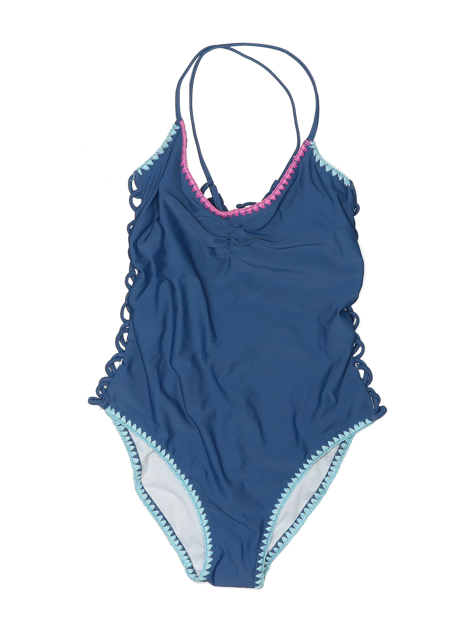 Salt Cove 100 Polyester Solid Blue One Piece Swimsuit Size M 44 Off Thredup 9616