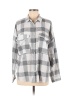 ACOA collection Checkered-gingham Plaid Gray White Long Sleeve Button-Down Shirt Size M - photo 1