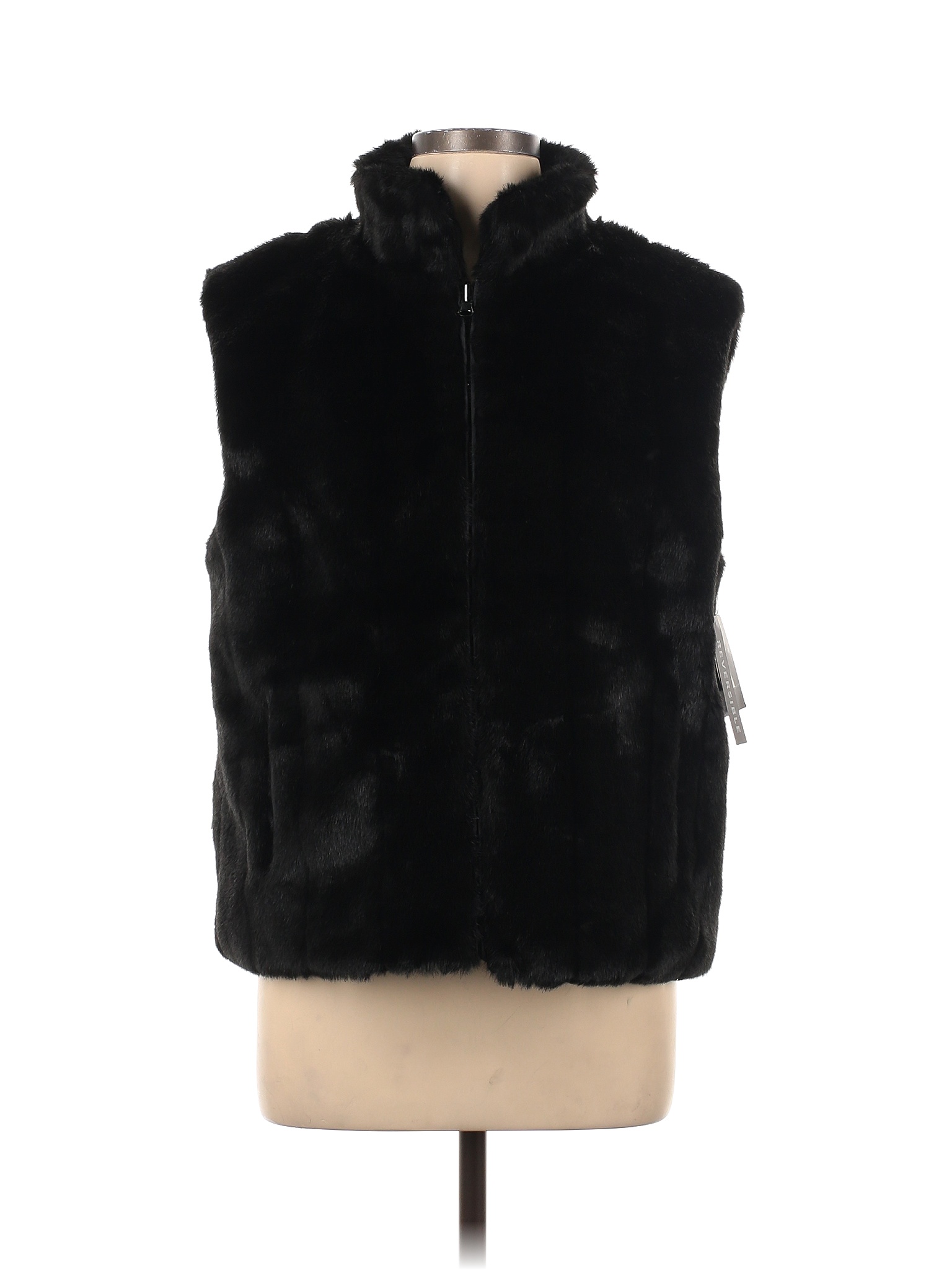Giacca Solid Black Faux Fur Vest Size L 78 off thredUP