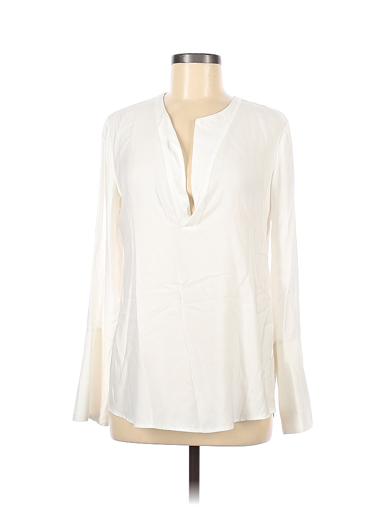 James Perse Solid White Long Sleeve Blouse Size Med (2) - 78% off | thredUP