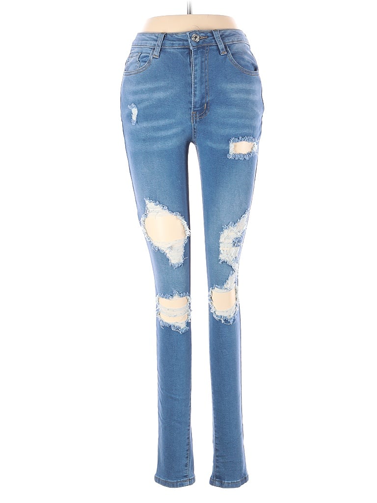 Shein Hearts Stars Graphic Blue Jeans Size 4 - photo 1