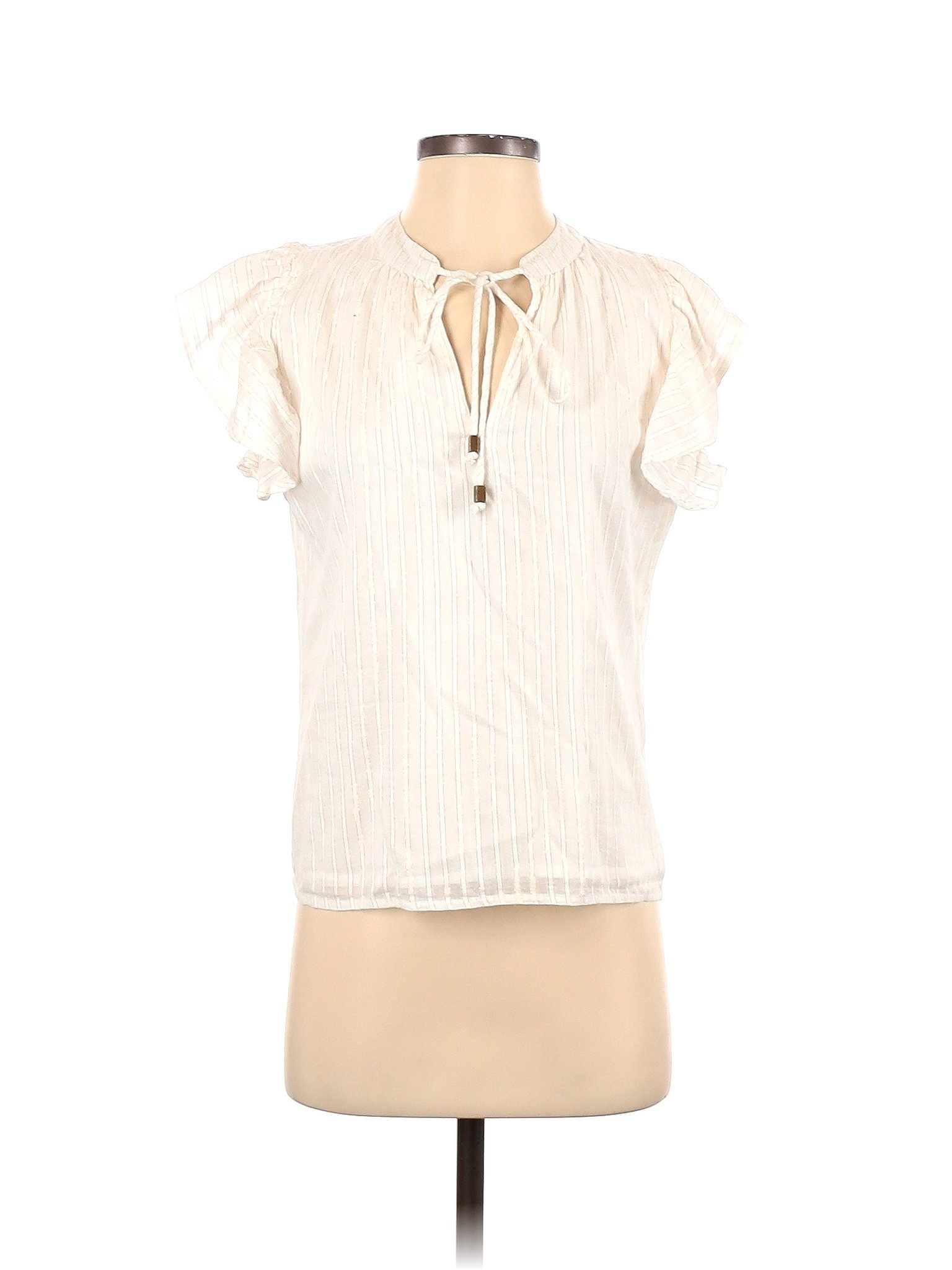 Karina Grimaldi 100 Cotton Colored Ivory Short Sleeve Blouse Size Xs