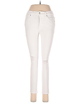 Madewell Petite 9" Mid-Rise Skinny Crop Jeans in Pure White: Knee-Rip Edition (view 1)