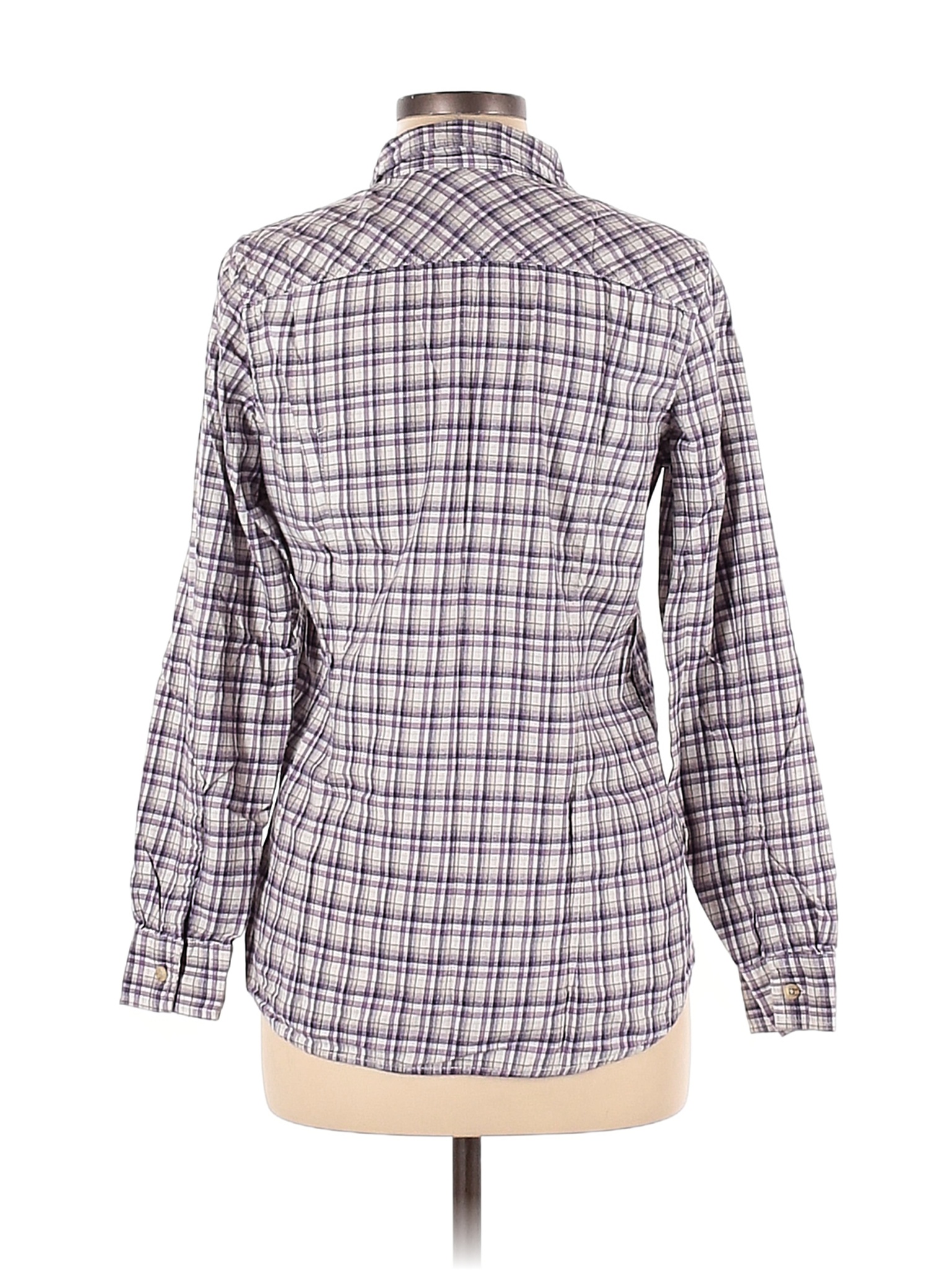 2000'S Eddie Bauer long-sleeved button-down light flannel check shirt, men's size M cotton Beige type Vintage Second Hand main image 1