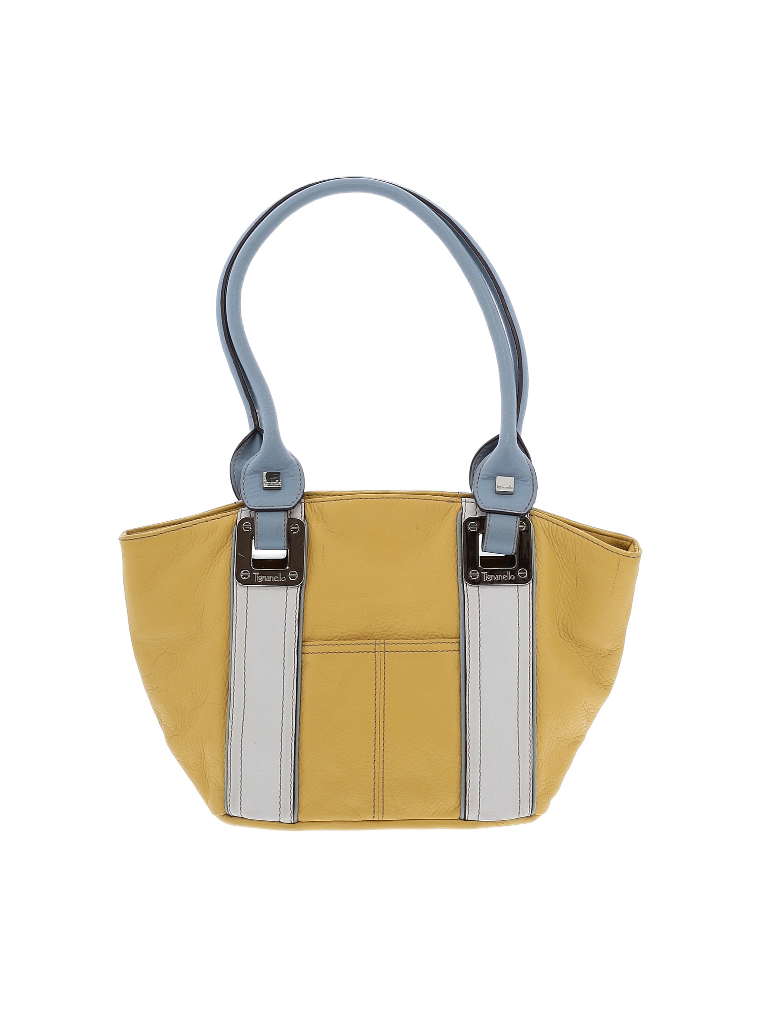 Tignanello Leather Color Block Solid Yellow Leather Shoulder Bag