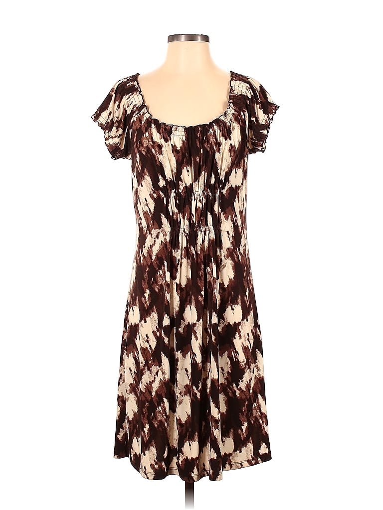 MICHAEL Michael Kors Acid Wash Print Batik Graphic Tie-dye Brown Casual Dress Size S (Petite) - photo 1