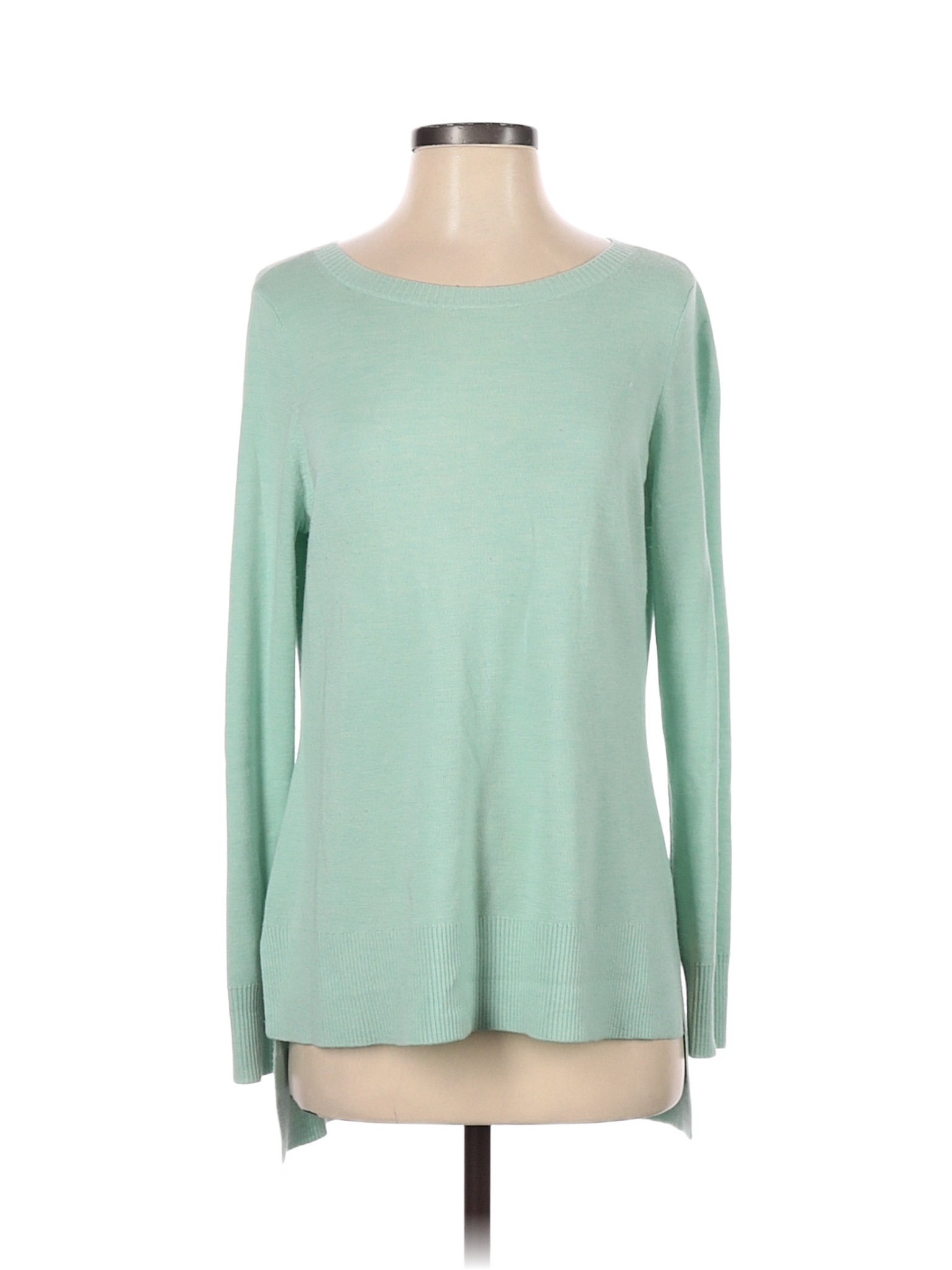 Eileen Fisher 100% Merino Wool Color Block Solid Green Wool Pullover ...