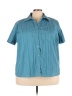 A.L.C. Solid Colored Blue Short Sleeve Blouse Size 2X (Plus) - photo 1