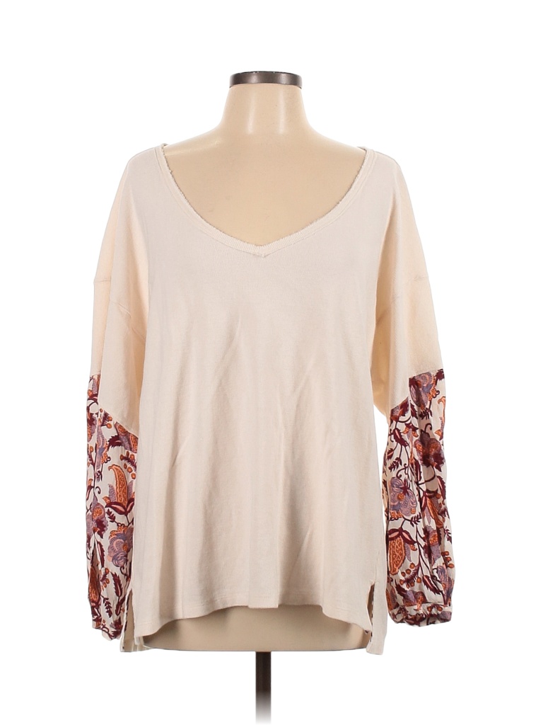 Anthropologie 100% Cotton Ivory Long Sleeve Top Size L - 67% off | thredUP