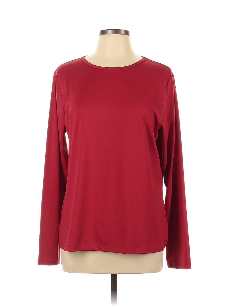 Susan Graver Solid Colored Red Long Sleeve Top Size L 64 Off Thredup 1447