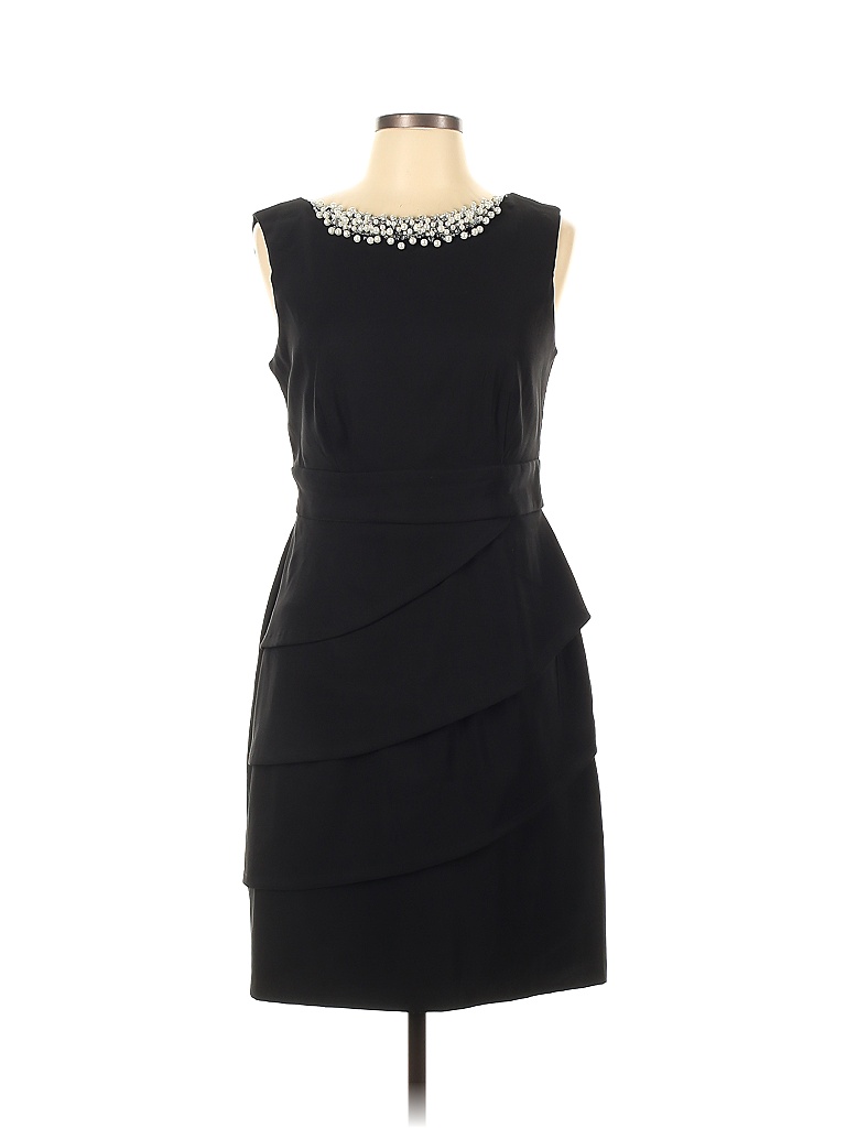 Connected Apparel Solid Black Cocktail Dress Size 10 - photo 1