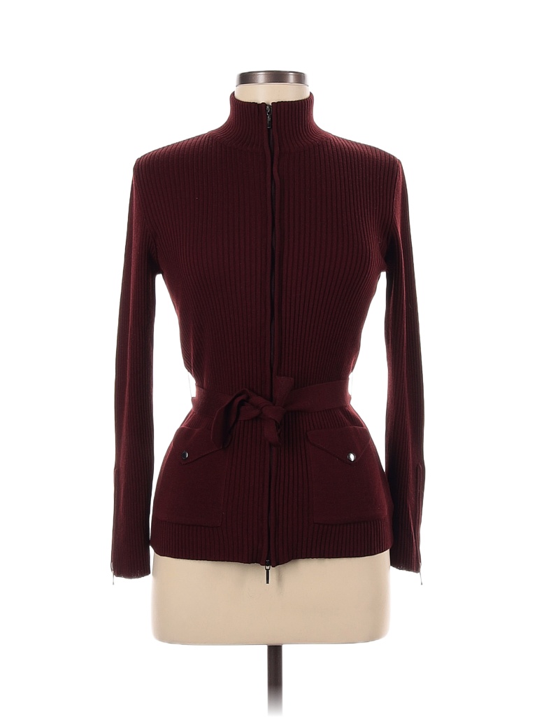 Piazza Sempione 100% Wool Solid Burgundy Wool Cardigan Size 38 (IT) - photo 1