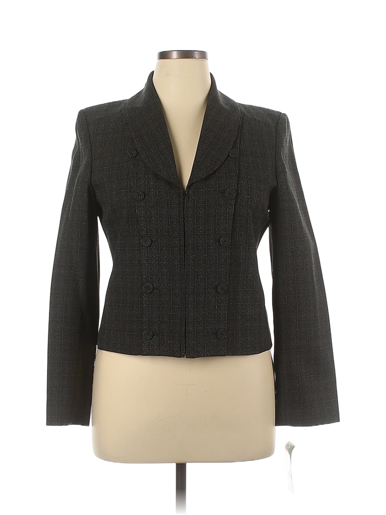 Harve Benard by Benard Holtzman 100% Polyester Solid Gray Black Jacket ...