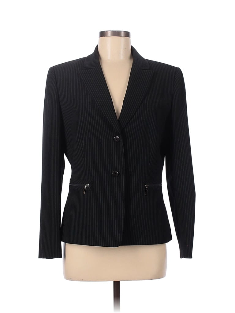 Tahari by ASL 100 Polyester Solid Black Blazer Size 12 (Petite) 81