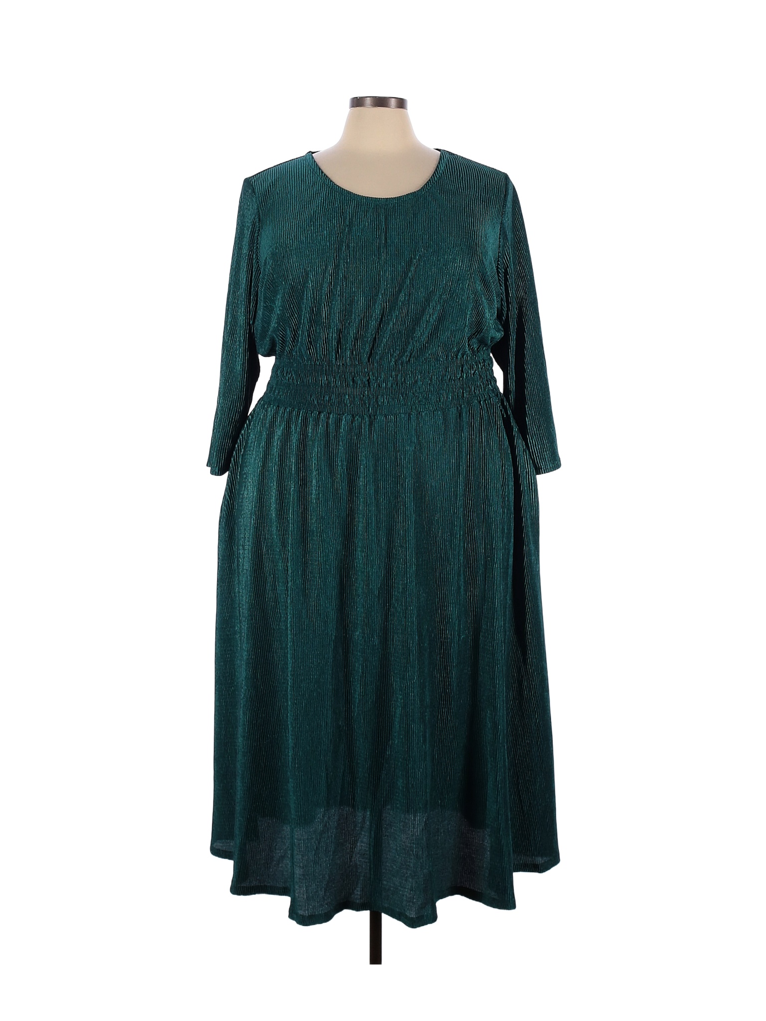 Lane Bryant 100 Polyester Solid Colored Teal Casual Dress Size 22 24