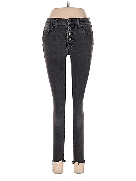 Madewell Petite 9" Mid-Rise Skinny Jeans in Berkeley Black: Button-Through Edition (view 1)