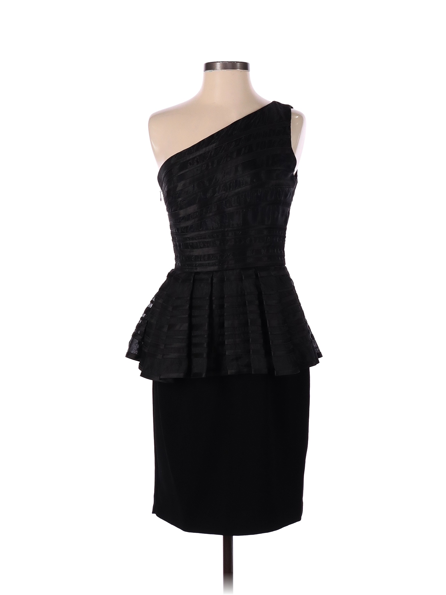 Halston Heritage 100 Polyester Solid Black Cocktail Dress Size 4 94