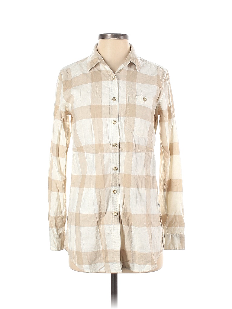 Mountain Hardwear 100% Cotton Checkered-gingham Multi Color Tan Long Sleeve Button-Down Shirt Size XS - photo 1