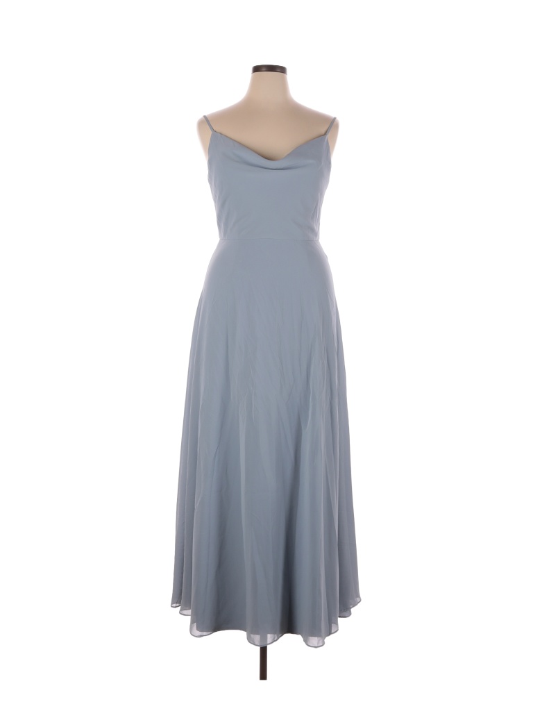 Jenny Yoo Collection 100 Polyester Solid Gray Blue Cocktail Dress Size