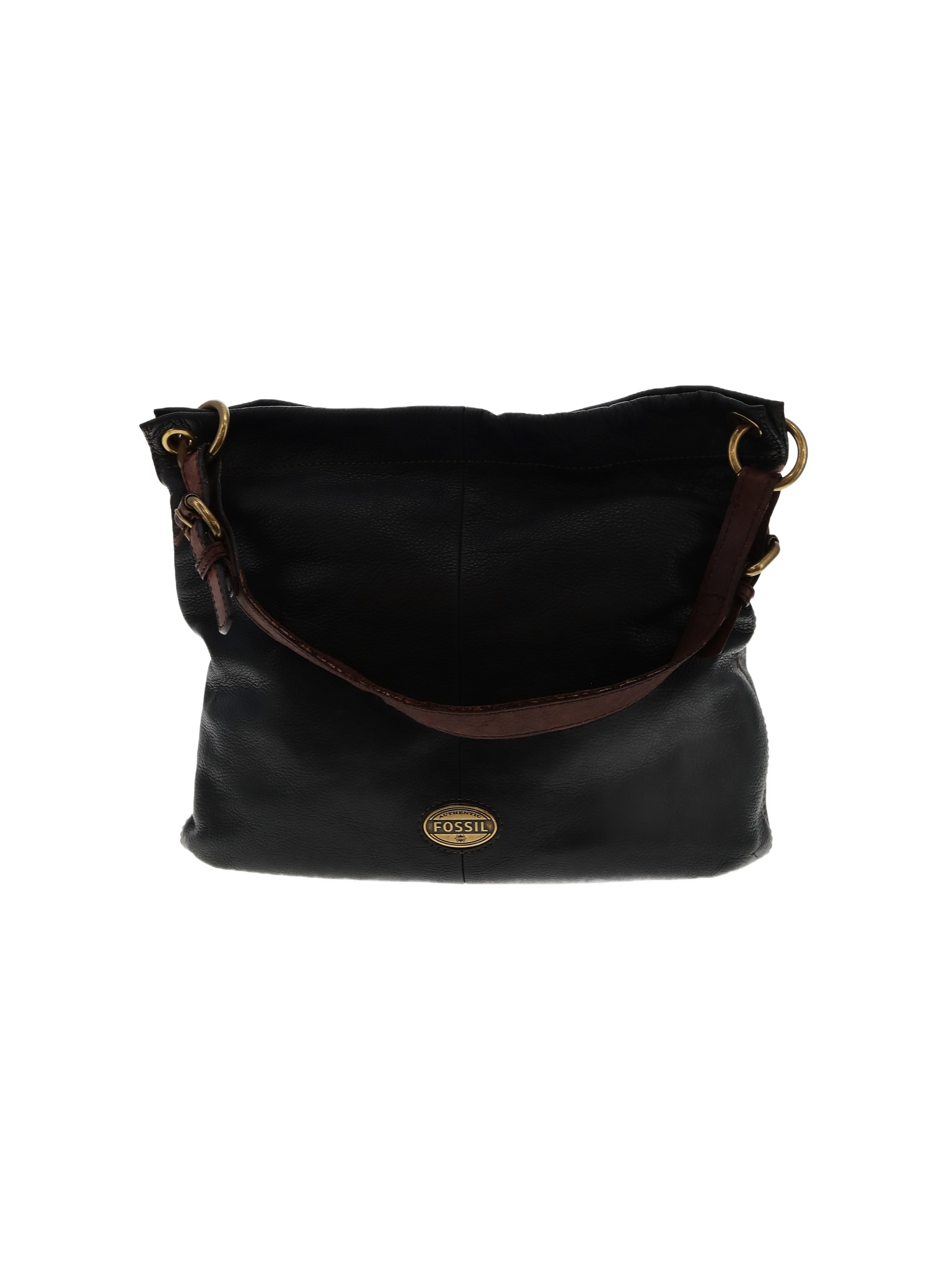 Fossil 100 Leather Solid Black Leather Shoulder Bag One Size 72 off