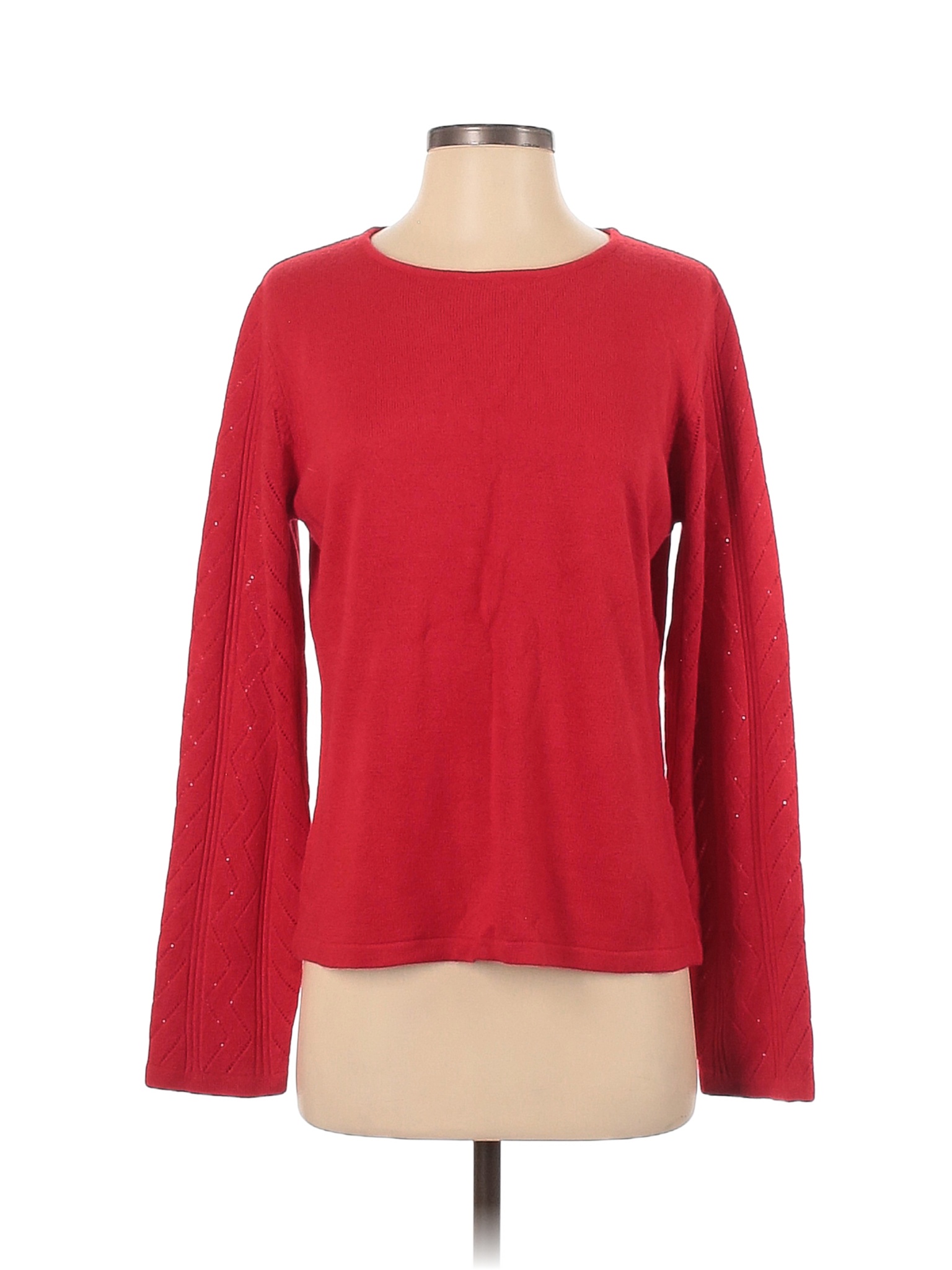 Coldwater Creek 100% Acrylic Color Block Solid Red Pullover Sweater ...
