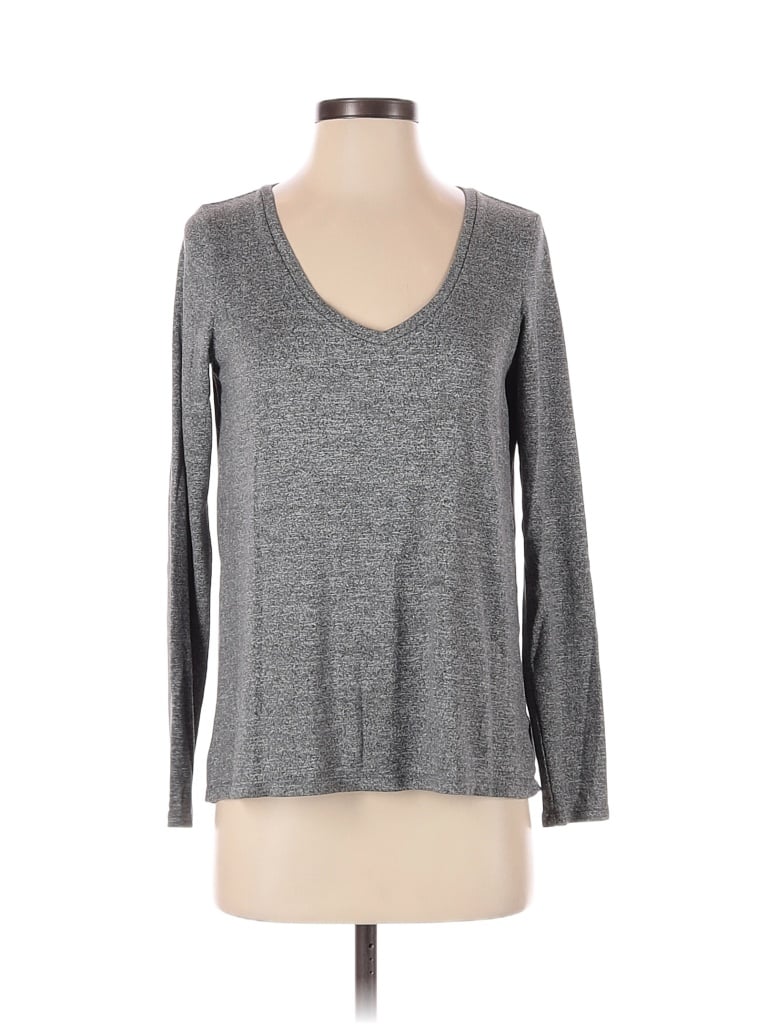 American Eagle Outfitters Color Block Marled Gray Long Sleeve Top Size ...