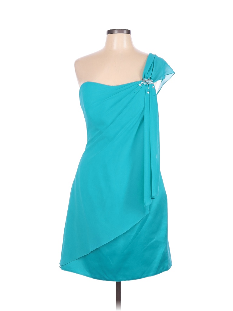 B2 by Jasmine 100 Polyester Solid Blue Teal Cocktail Dress Size 12