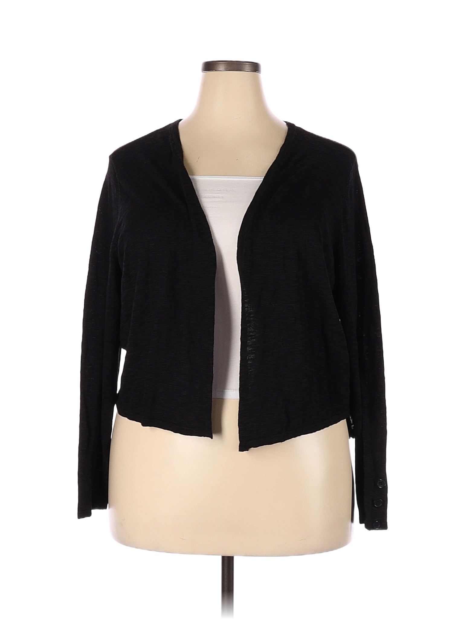 Joan Rivers Color Block Solid Black Cardigan Size 2X (Plus) - 75% off ...