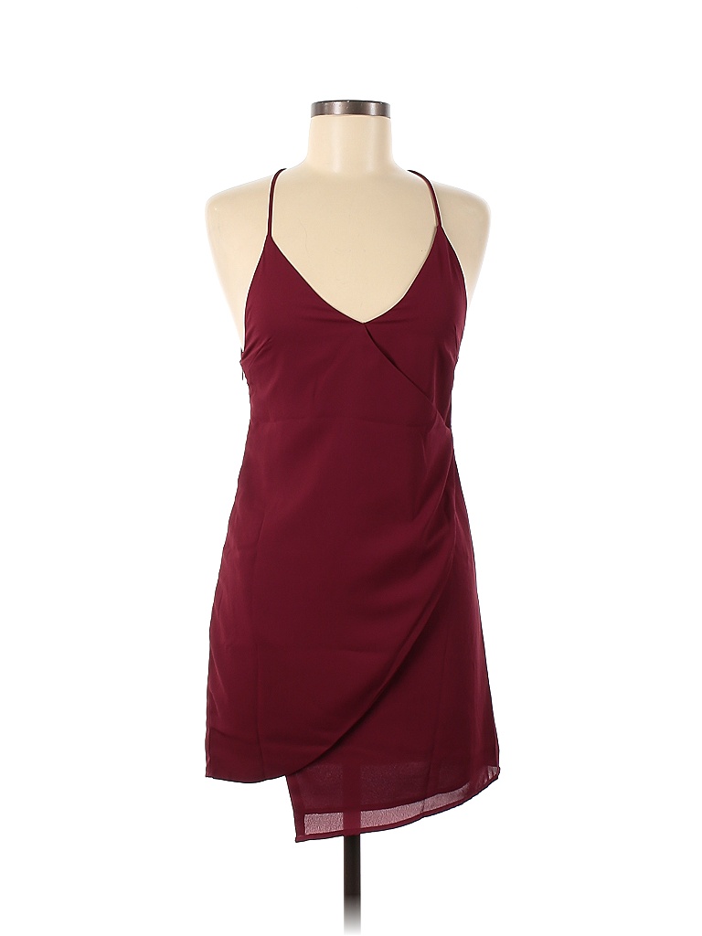 by the way. 100 Polyester Solid Colored Burgundy Casual Dress Size XS