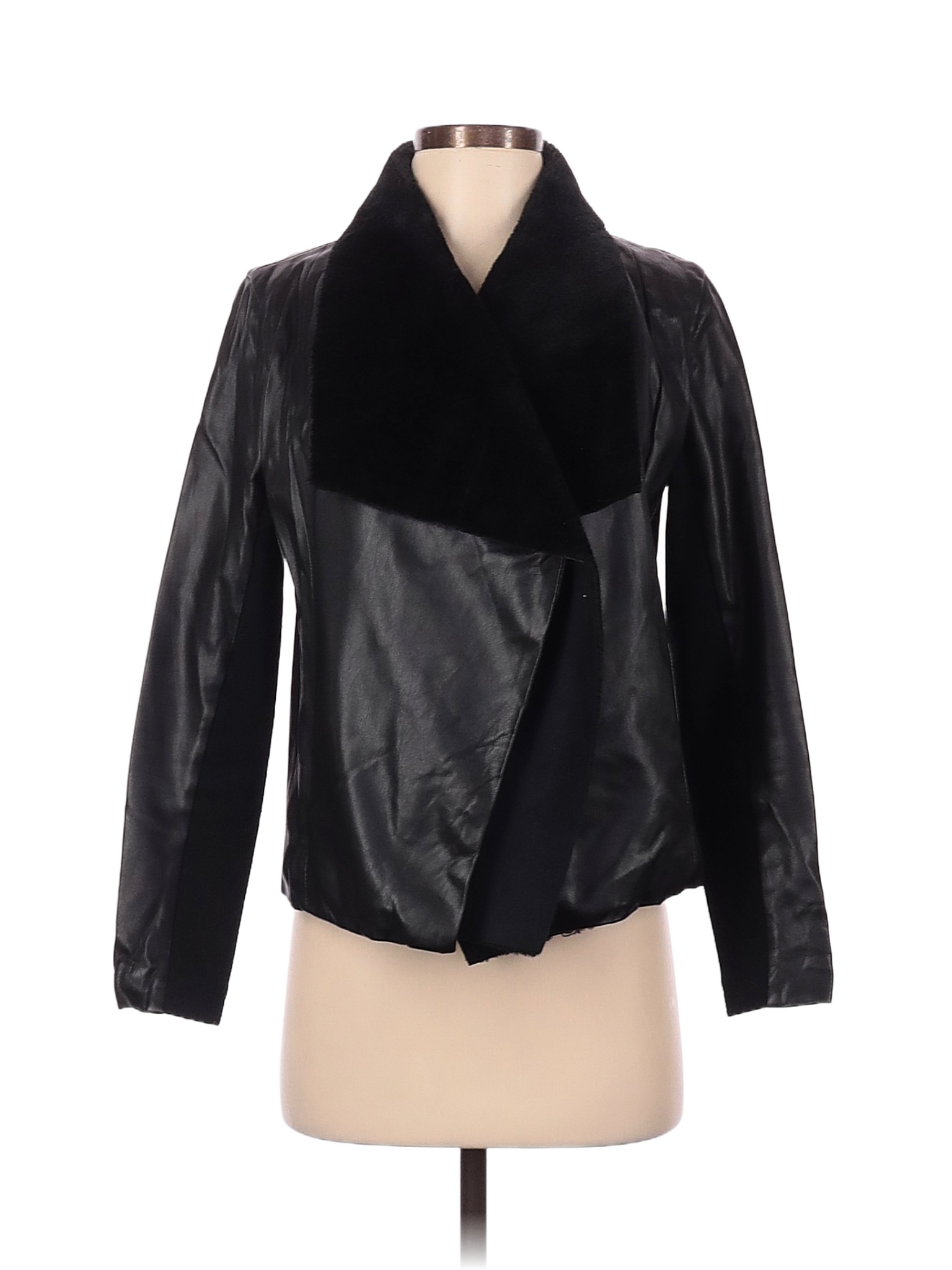 BB Dakota 100% Polyurethane Solid Black Faux Leather Jacket Size XS ...