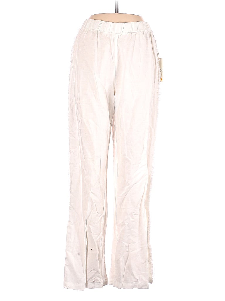 C&C California Solid White Linen Pants Size L - 80% off | thredUP