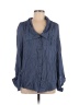 Odille 100% Rayon Solid Blue Long Sleeve Button-Down Shirt Size 6 - photo 1