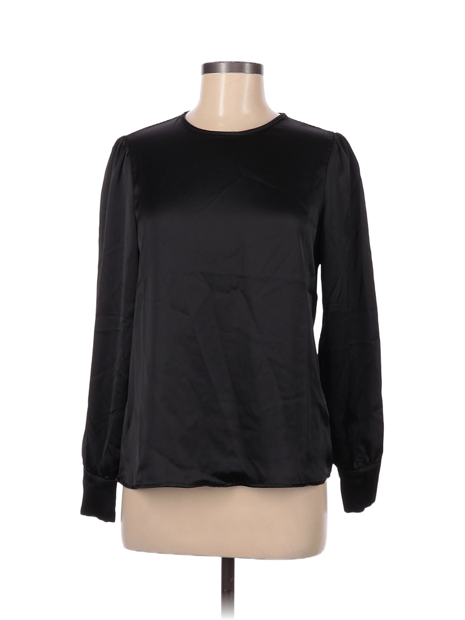 Sincerely Jules 100% Polyester Solid Black Long Sleeve Blouse Size M ...