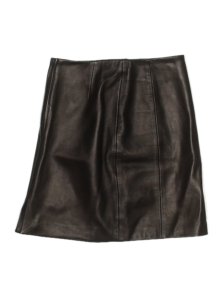 Michael Hoban for North Beach 100% Leather Solid Black Leather Skirt ...