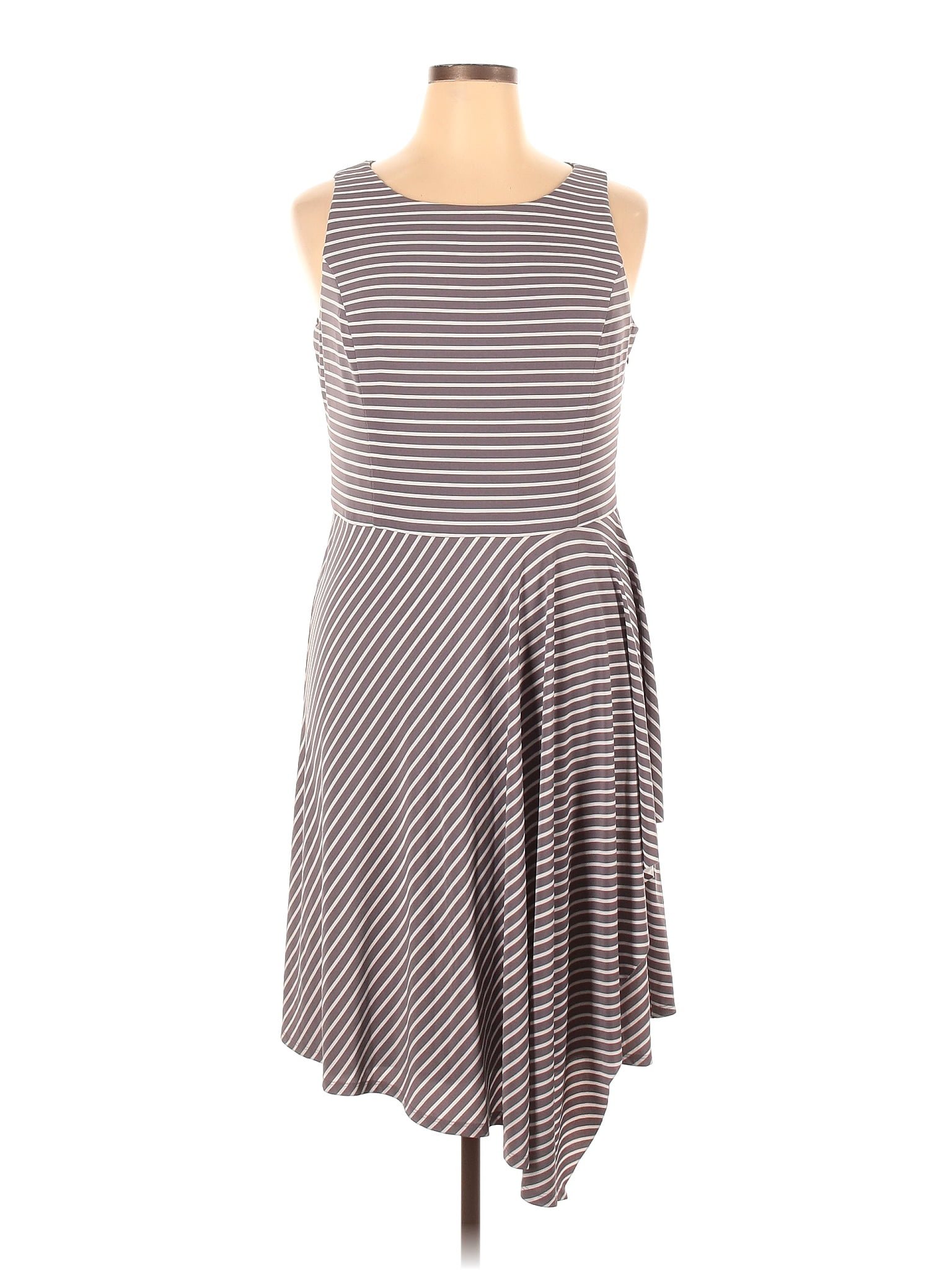 Evan Picone Stripes Multi Color Gray Casual Dress Size 16 86 Off