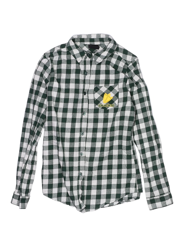 Juniors 100% Cotton Checkered-gingham Argyle Plaid Green Long Sleeve Button-Down Shirt Size 7 (big kids) - photo 1