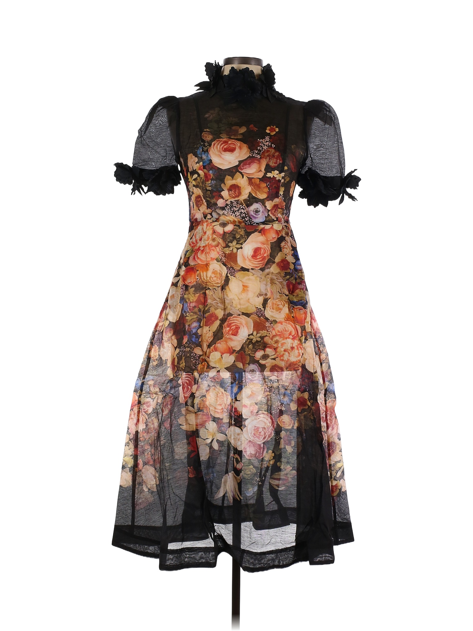 Zimmermann Floral Multi Color Black Cocktail Dress Size 8 (2) 49 off