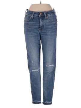 Madewell Petite 9" Mid-Rise Skinny Jeans in York Wash: Rip and Repair Edition (view 1)