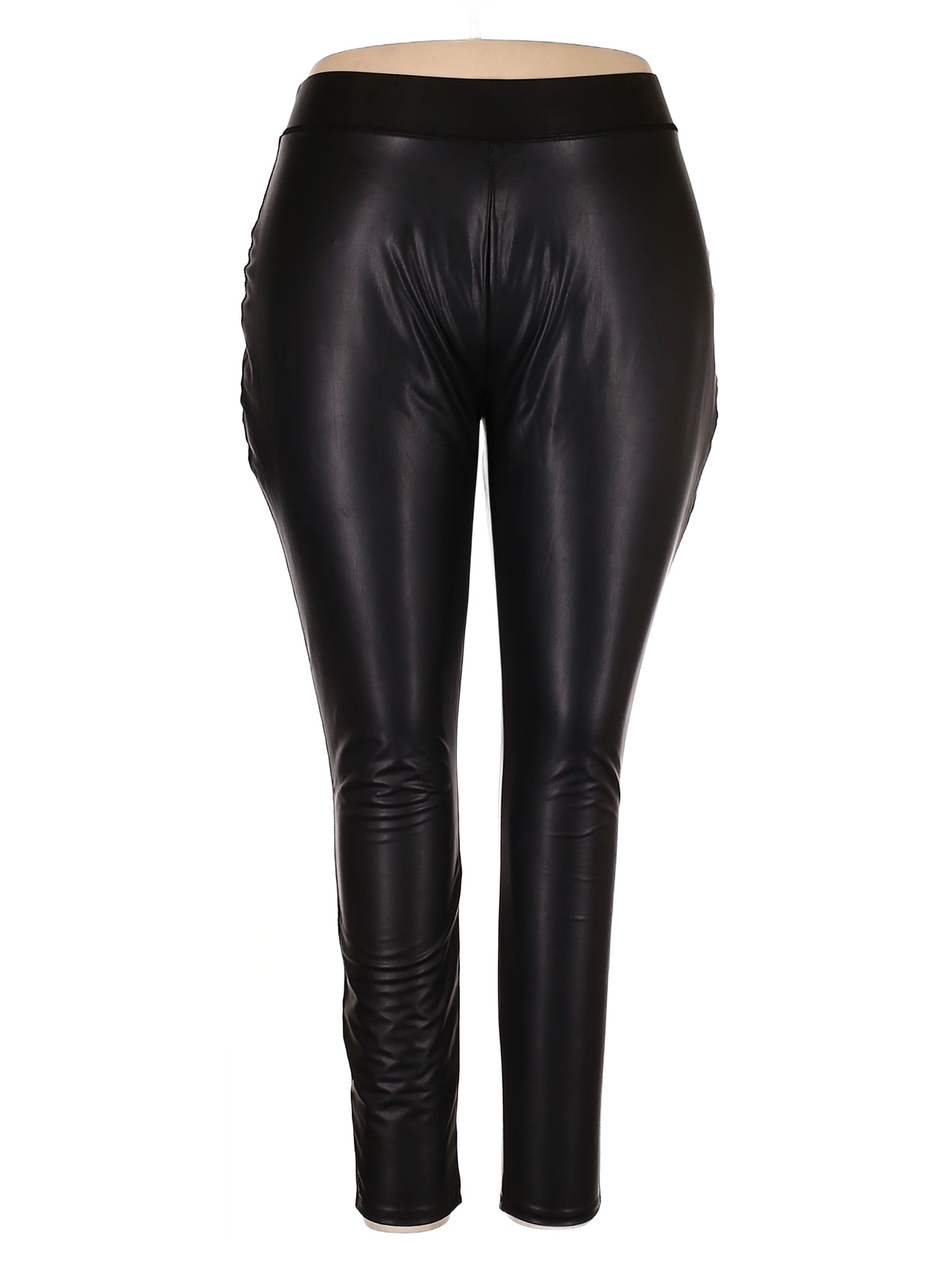 Ashley Stewart 100% Polyurethane Solid Black Faux Leather Pants Size 22 ...