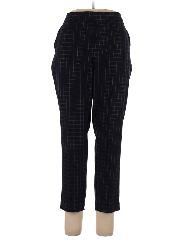 One Grid Houndstooth Jacquard Argyle Checkered-gingham Plaid Black Blue Casual Pants Size L - photo 1