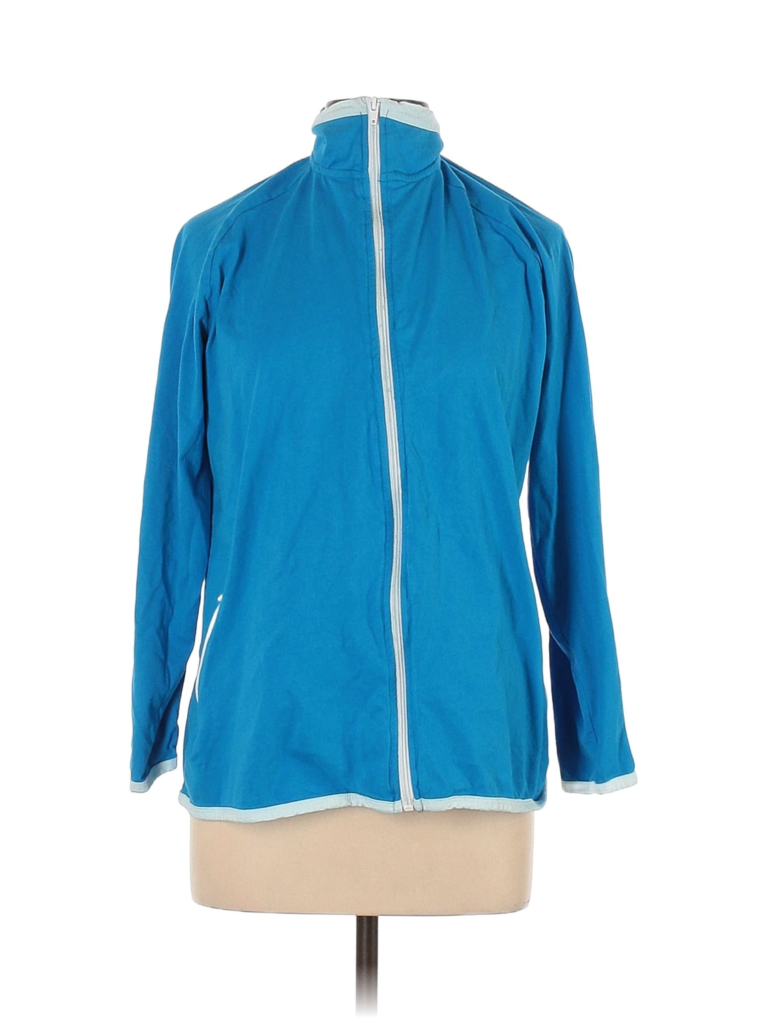 Anthony Richards 100% Cotton Color Block Solid Blue Track Jacket Size ...