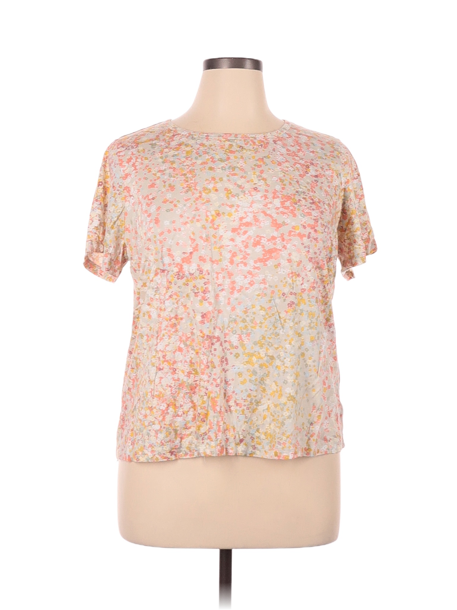 Gloria Vanderbilt Floral Pink Tan Short Sleeve T-Shirt Size 2X (Plus ...