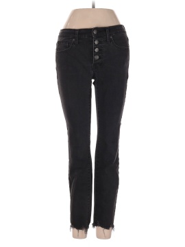 Madewell Petite 9" Mid-Rise Skinny Jeans in Berkeley Black: Button-Through Edition (view 1)