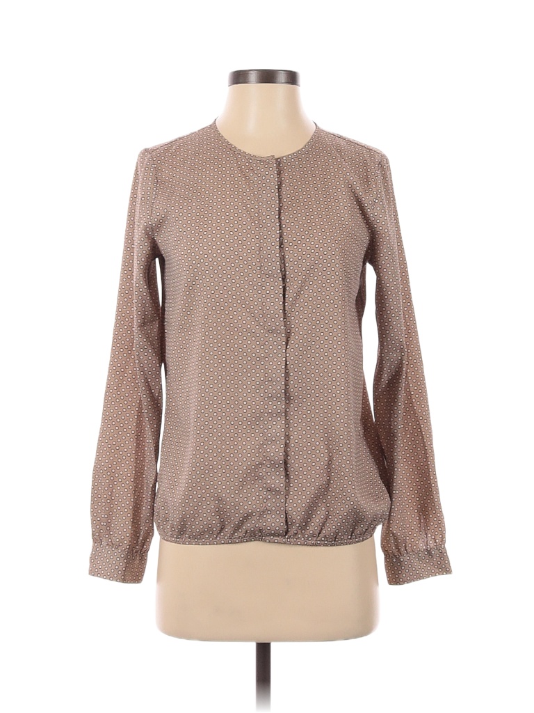 Ann Taylor Factory 100% Polyester Brown Tan Long Sleeve Blouse Size XS - photo 1