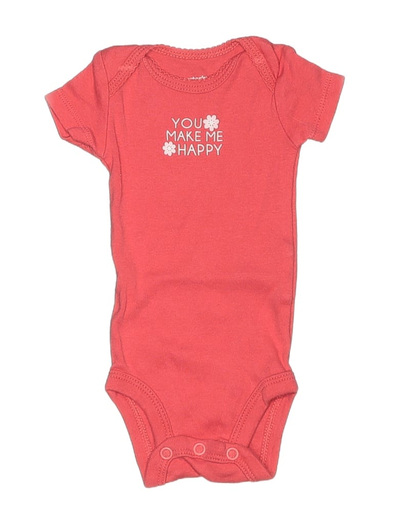 Carter's Marled Graphic Red Pink Short Sleeve Onesie Newborn - photo 1