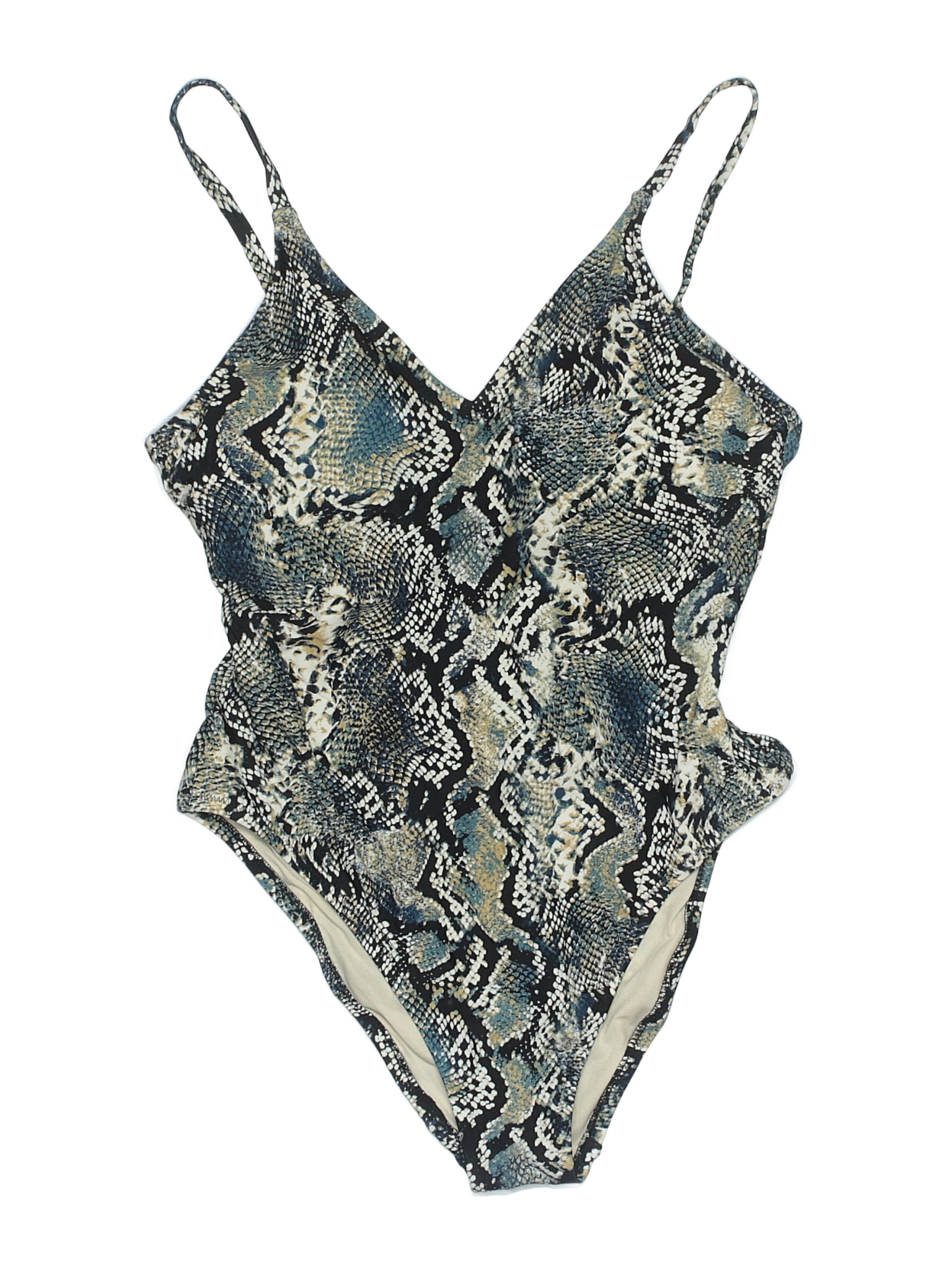 Shade & Shore Animal Print Snake Print Multi Color Green One Piece