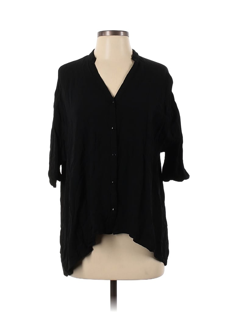 Trf Denim Rules Black Short Sleeve Blouse Size XS - photo 1