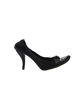 Chloé Black Satin Embellished Pointed Toe Scrunch Heels (view 1)